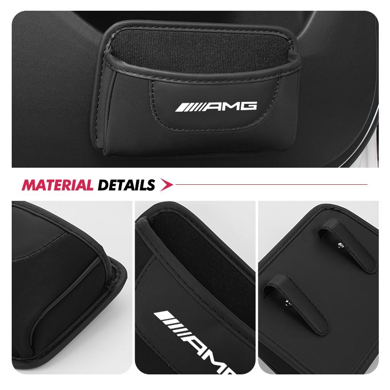 Leather Car Door Storage Box Phone Card Pouch Hanging Organizer For Mercedes Benz AMG W204 W205 W203 W211 W201 W210 W108 W124