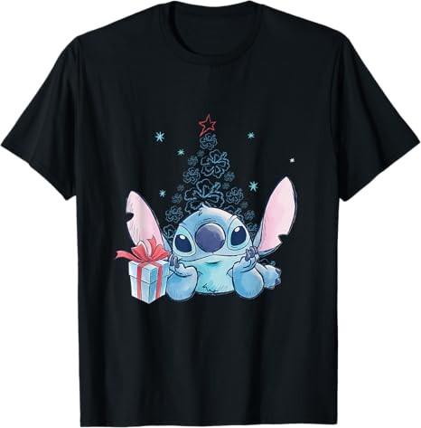 Lilo Stitch Stitch Cutie Pose Christmas Black TShirt S