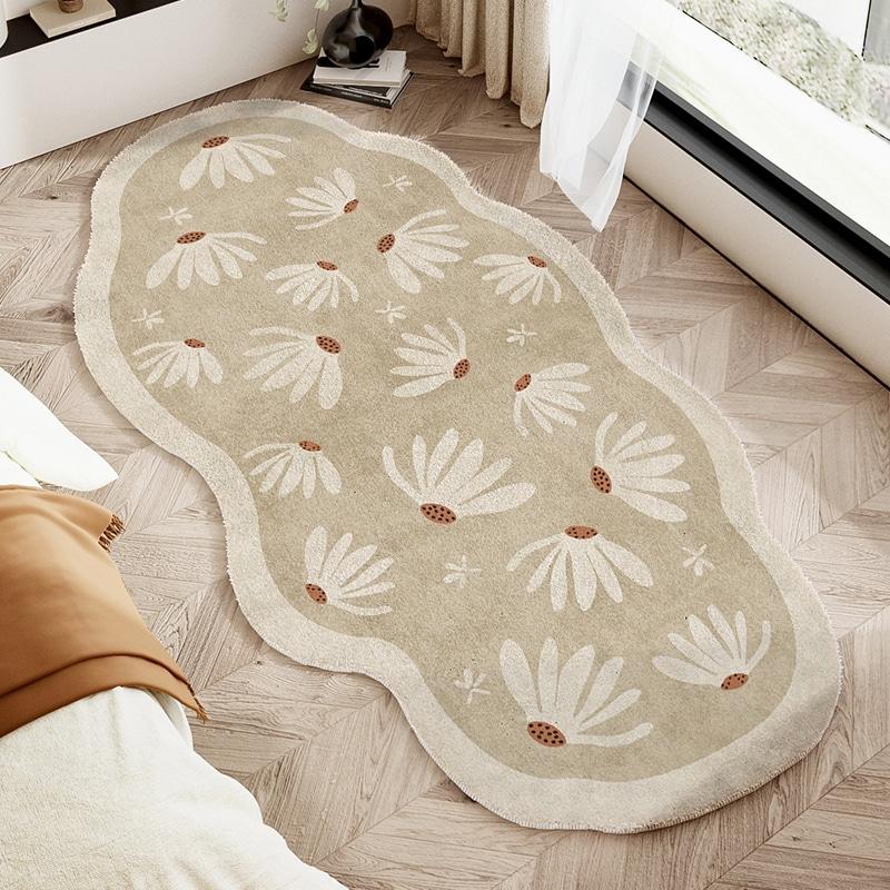 Cream Style Carpets for Living Room Irregular Shapes Bedroom Decor Carpet Thicken Plush Bedside Floor Mat Fluffy Soft Lounge Rug