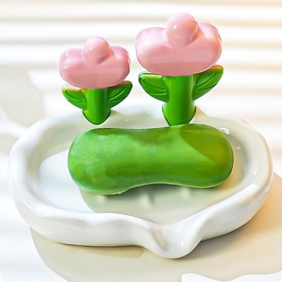 1/2 Stück Blume Seifenhalter Schnell ablaufend Küche Badezimmer Blumig Seifenschale Arbeitsplatten Dekoration Kunststoff Seifenstück Duschseife Behälter Box Tablett