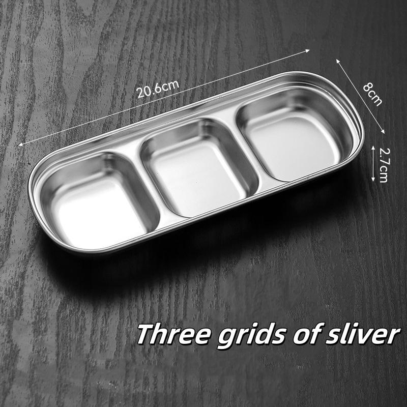 Korean Style Seasoning Dish Gold Silver Color Stainless Steel Barbecue Sauce Dish Plate Tableware BBQ Restaurant Kitchen Tool