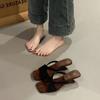 Retro square head cross with cool slippers women's new summer wear temperament wedge heel slippers sandals