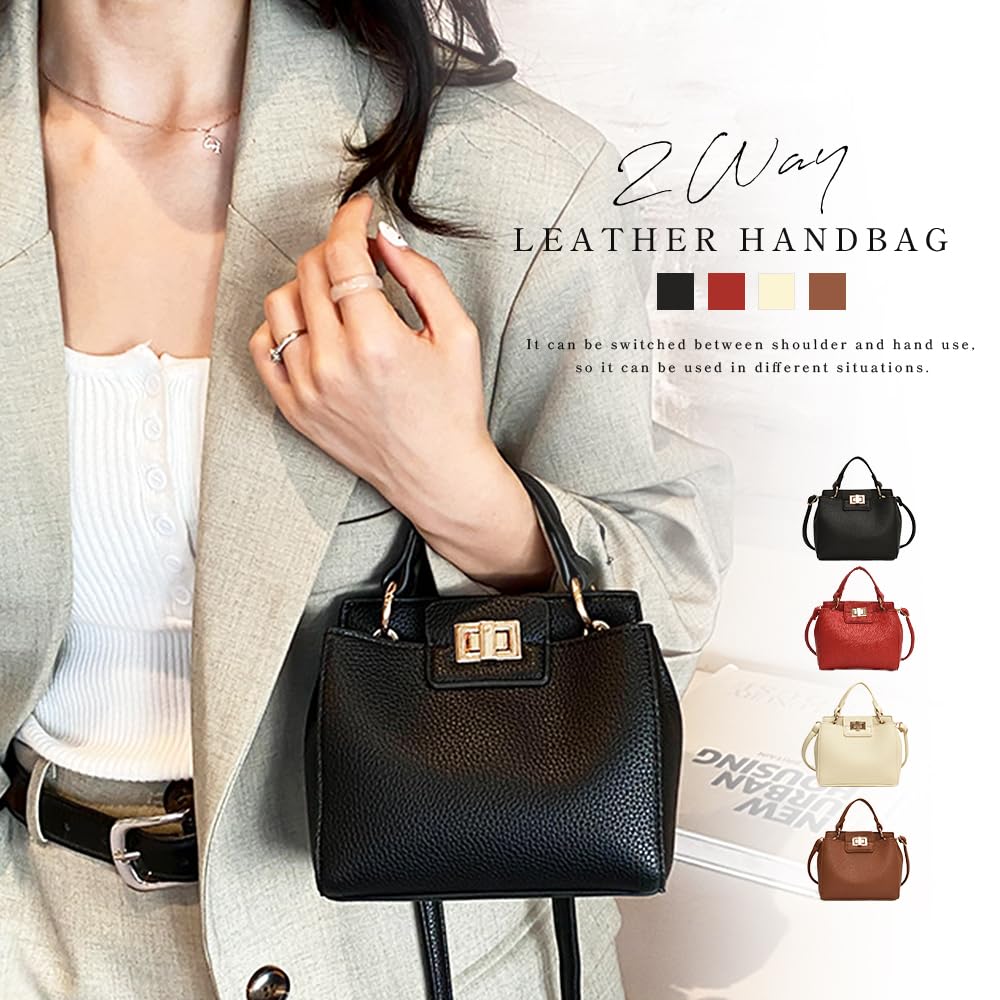 Sac à Bandoulière Gisele Petit Modèle 2-en-1, Sac à Main, Sac Bandoulière, Mini Sac Cabas, Aspect Cuir, Simple, Porté à la Main, Femme (blanc)