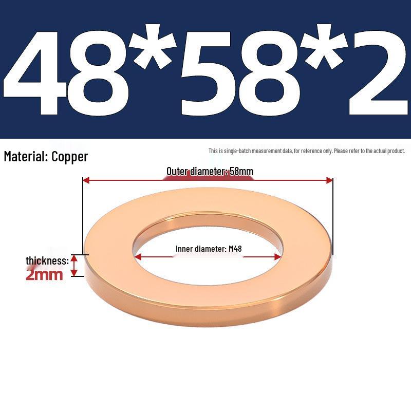 Marine Instrument Copper Gasket Ring: Pure Red Copper Sealing Washer, M3-M60mm.