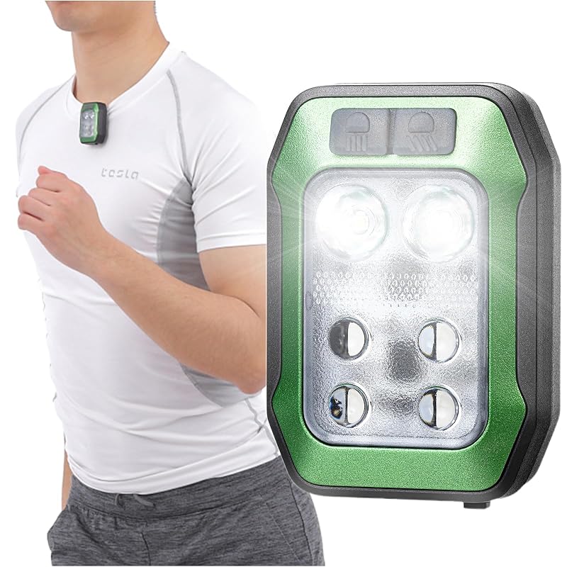 

running light neck light walking stroll rechargeable clip light (green)