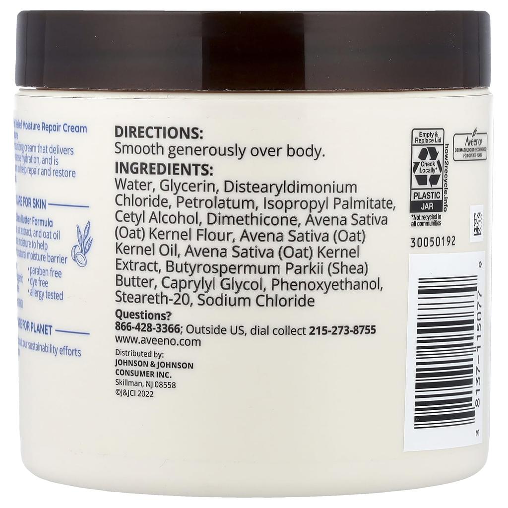 Aveeno Active Naturals, Skin Relief Moisture Repair Cream, Fragrance Free, 11 Oz (311 G)