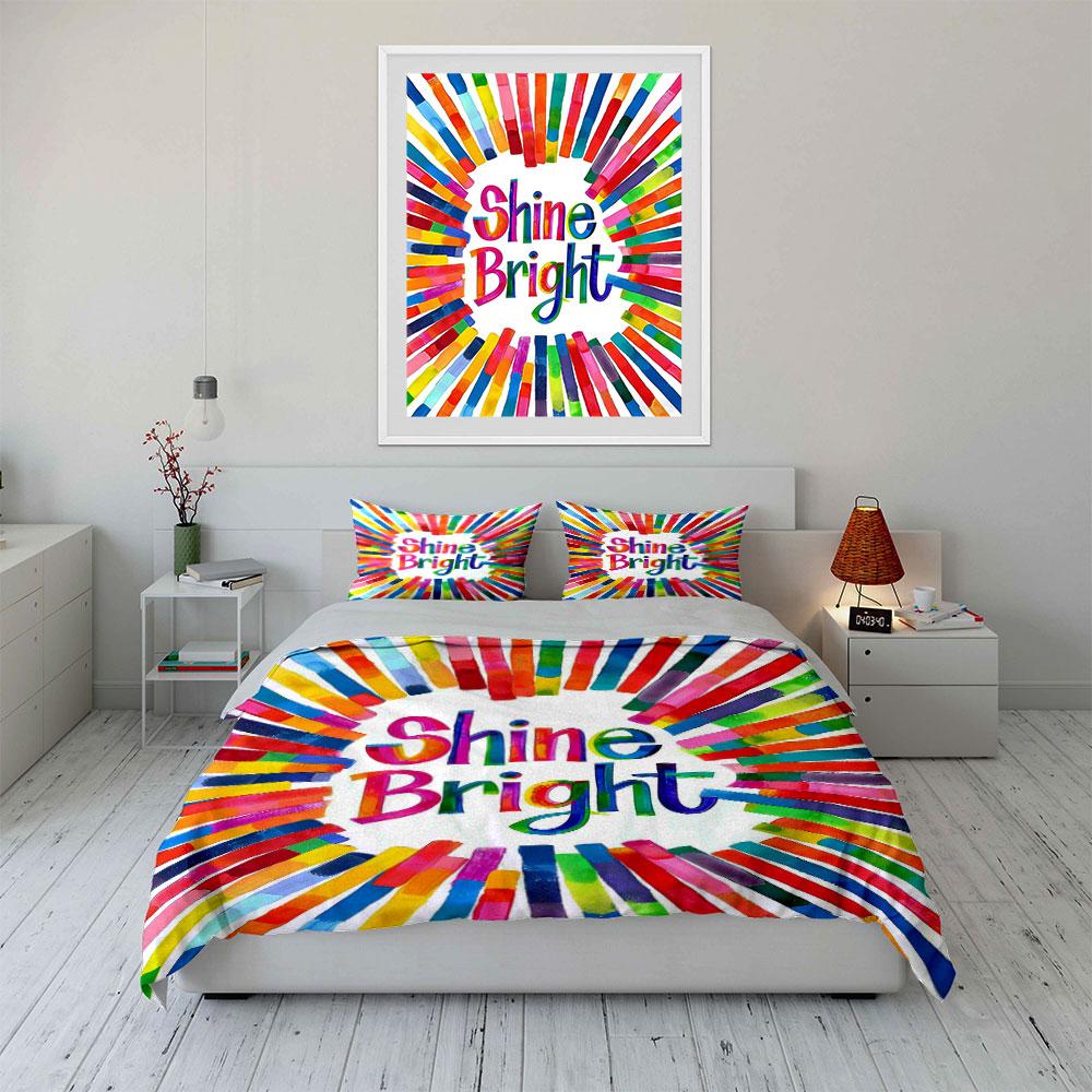 Rainbow stripes, "Shine Bright". Bedding sets Duvet cover sets Duvet covers Pillowcases(1 * Duvet Cover 2 * Pillowcases, without duvet insert)