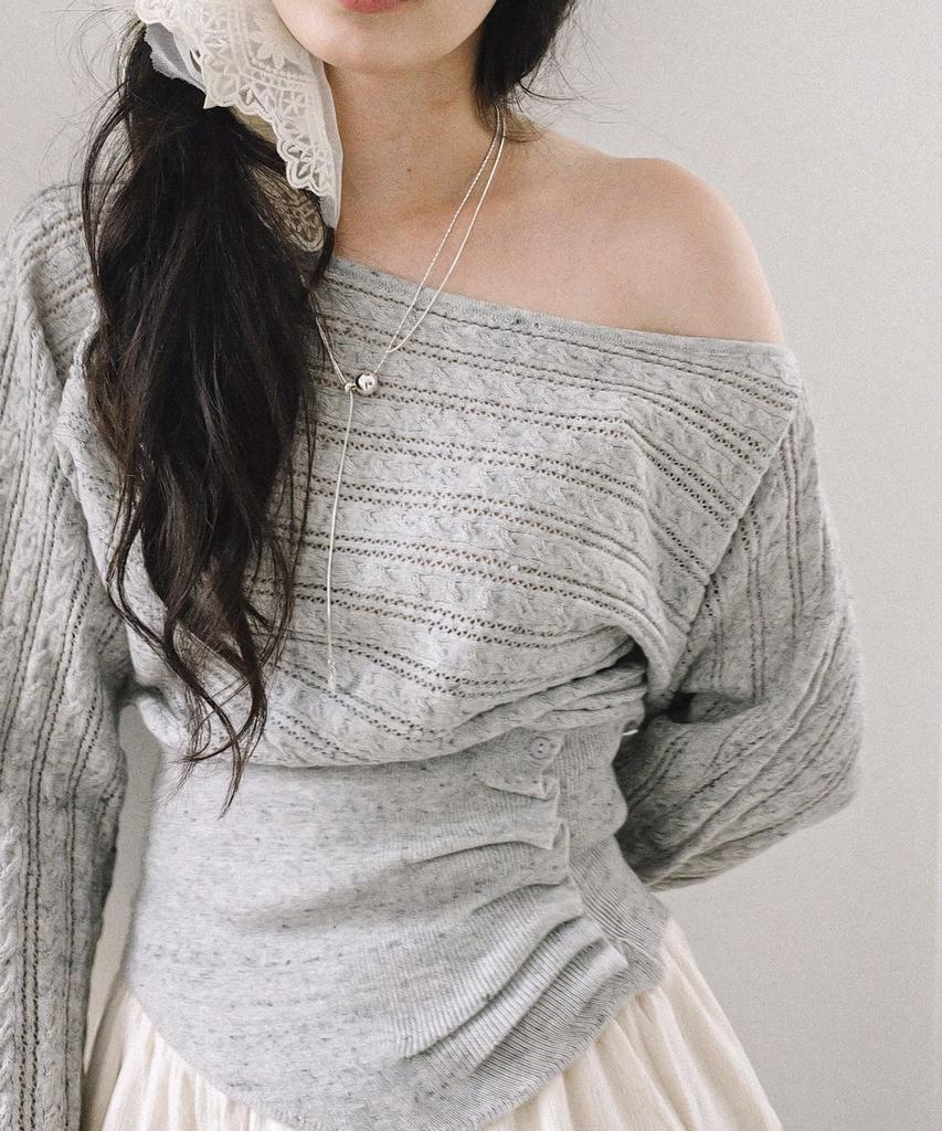 KOOLKITTEN Button Ruched Knit Top