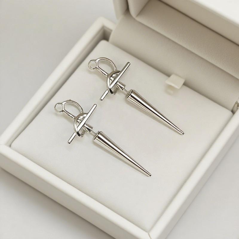 

Vintage Gothic Sword Cross Earrings For Men And Women Punk Exaggerated Creative Alloy Jewelry Gifts срібний