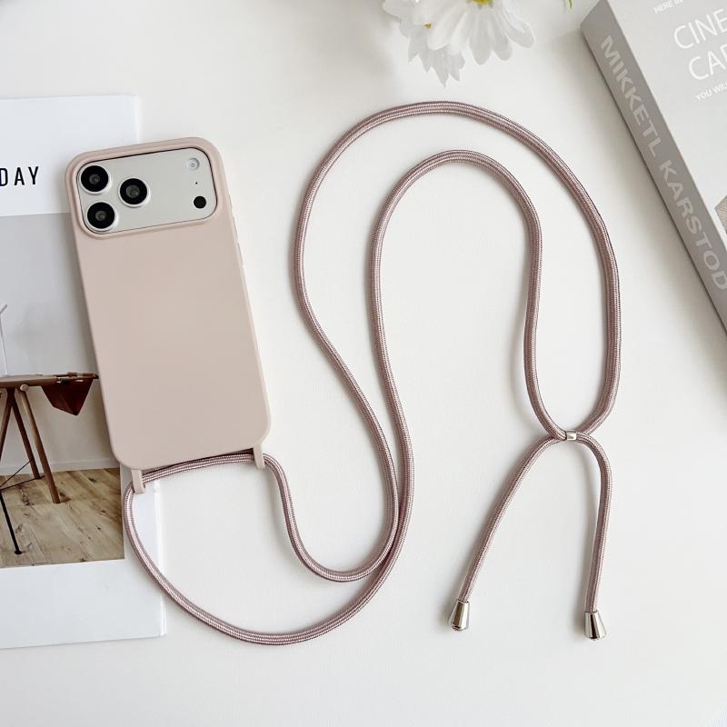 Crossbody Lanyard Flüssigsilikon Handyhülle Für iPhone 17 Pro Max 15 14 13 16 Pro Max Seil Schulter Candy Farbe Weiche Rückseite