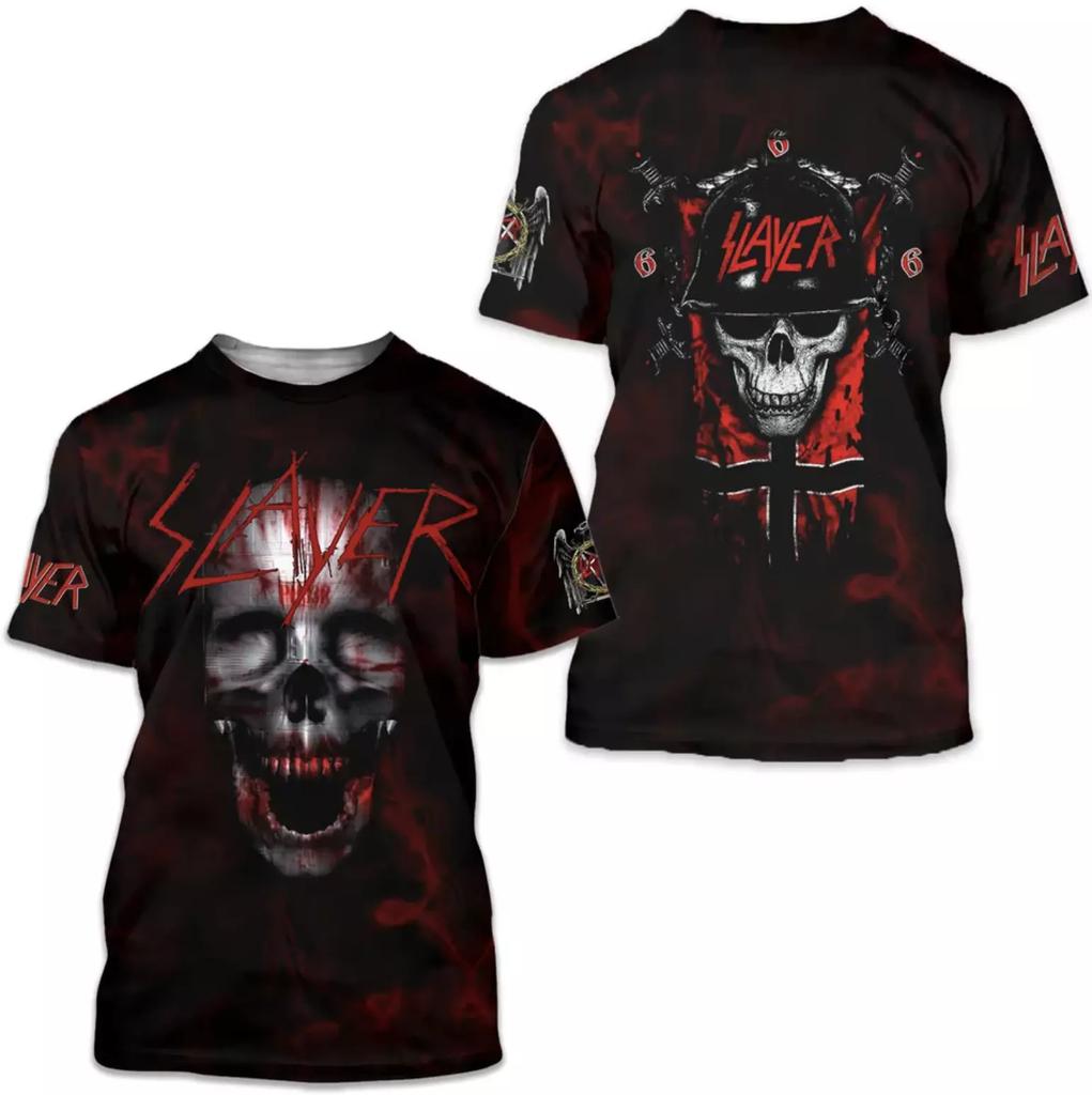 Popular Rock Band Slayer T-shirts 3D Print Men Women Casual Short Sleeve Round Neck T Shirt Oversized Tees Tops Unisex Clothing
