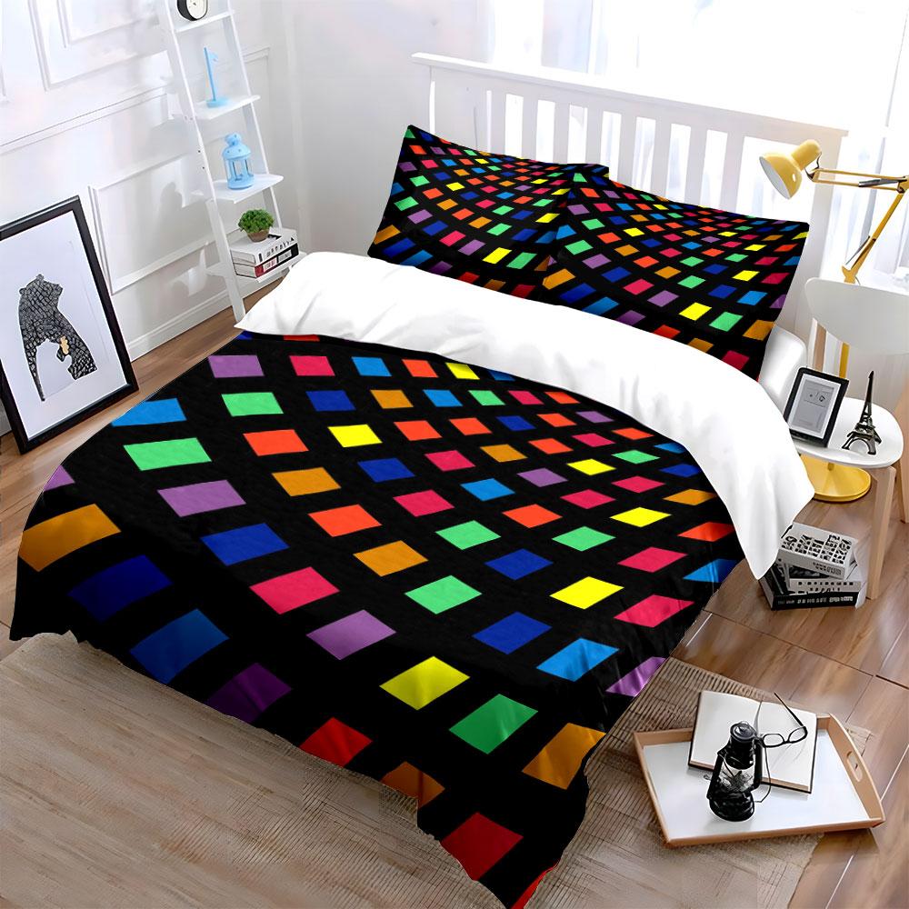 Colorful Abstract Decoration Set Bedding Set with 1 Duvet Cover 2 Pillowcases Single Double King Queen, Gift