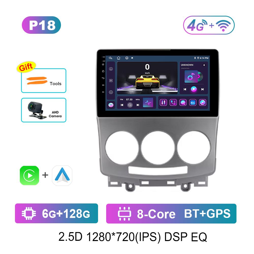 For Mazda 5 2005 - 2010 Carplay WiFi Android System Car Video Multimedia Player Navigation GPS Bluetooth Auto Tools Split Screen