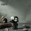 Durable Resin Crafts 3D Printed Grim Reaper Skull Ornament, with Bat Wings Decor, Unique Figure Displays Cute Gothic Desk Figurine, for Halloween Home
