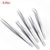 1/5PCS Pinças de Trabalho para Instalação de Ponteiros de Relógio Cabo Reto de Cotovelo Aço Inoxidável Antiestático Alta Dureza Pinças Ferramenta de Relojoeiro