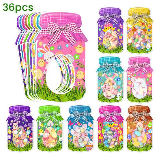Easter Mason Jar Cards with Clear Treat Bags Happy Easter Exchange Greeting Cards Bottle Shaped Paper Card Craft
