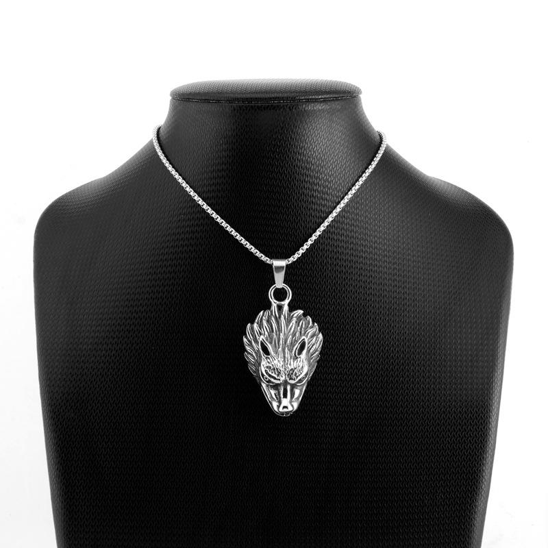 Vintage Wolf Head Necklace Personality Titanium Steel Pendant Stainless Steel Men'S Fashion Domineering Necklace Accessories