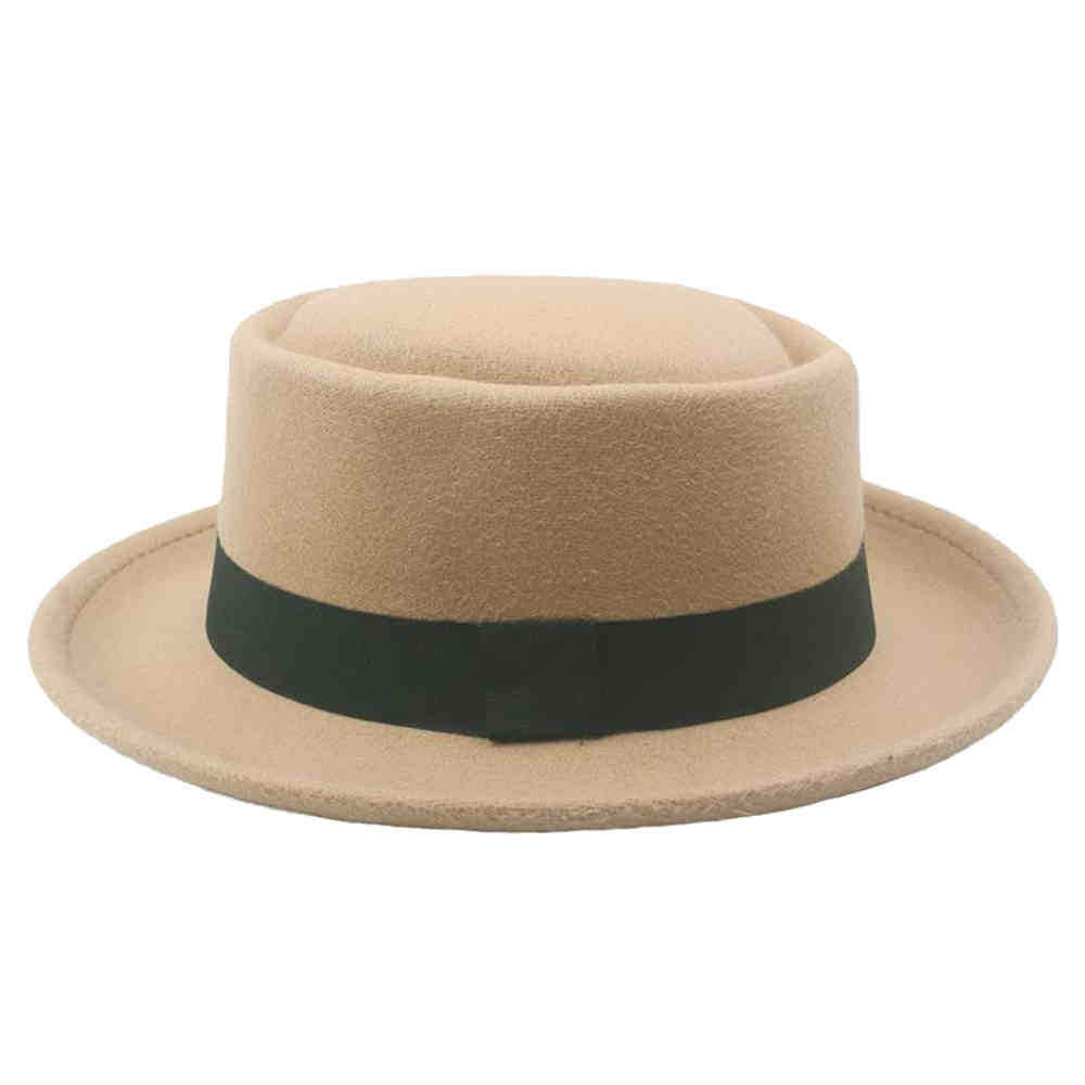 Retro woolen top hat, new hat for women and men, fashionable upturned hat temperament, advanced sense of shading and sun protection