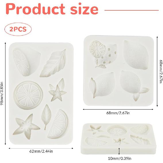 2 Pcs Mini Lemon Fondant Molds,Summer Fruit Silicone Molds for Gummy,Baking Cake,Cupcake Topper DIY Crafts