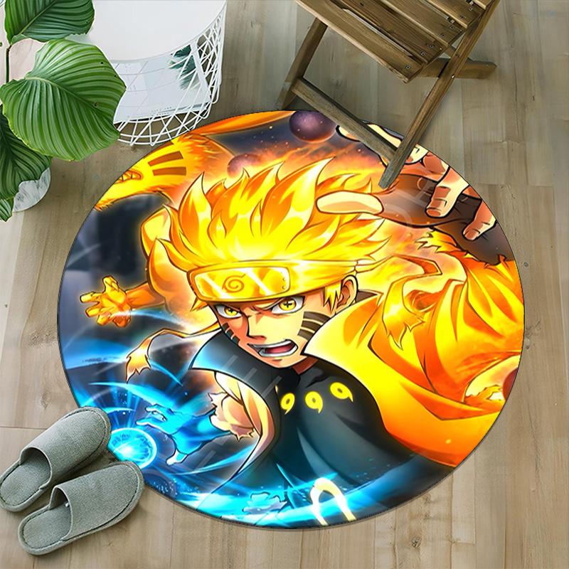 1 Stück NARUTO (3) Runder Teppich mit Aufdruck Stuhl Runder Teppich Geeignet für Schlafzimmer Wohnzimmer Heimdekoration Teppich