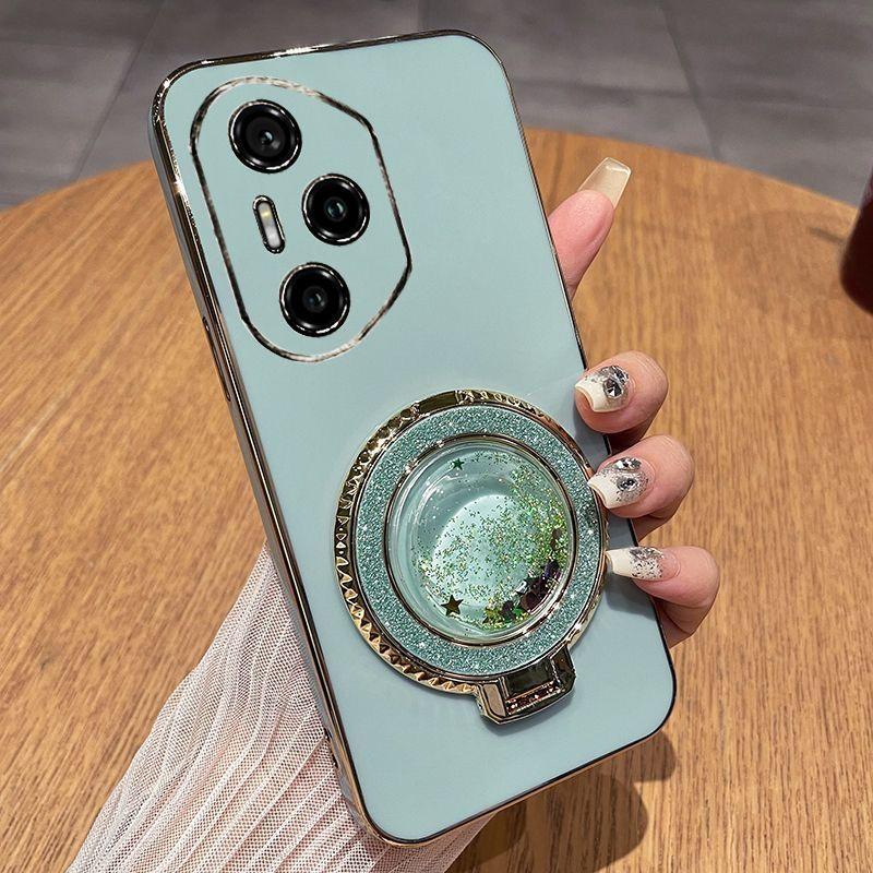 

Модный гальванизированный чехол для телефона Honor 400 Lite для Honor 300 Ultra 200 90 Pro Lite X9X X9 X8 A B C Ракушка с подставкой-блестками Case & Holder&Honor X9c светло-зеленый