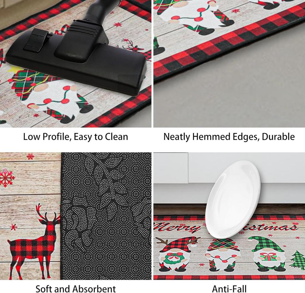 1/2Pcs Christmas Holiday Kitchen Floor Mat Home Decor Bedroom Balcony Long Carpet Festive Atmosphere Welcome Door Mat