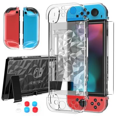 1 szt. Obudowa ochronna z wzorem diamentowym do Nintendo Switch, odpowiednia do Nintendo Switch, wyposażona w nakładki na klawisze i folie ochronne na ekran