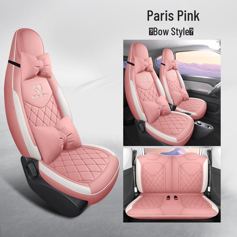 Wuling Mini Full Leather Cartoon Car Seat Cushion - Universal Fit, Four Seasons.