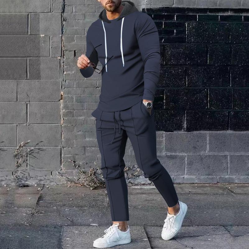 Traje Deportivo de Ocio para Hombre Primavera y Otoño Sudadera Holgada Conjunto Slim de Dos Piezas para Hombre