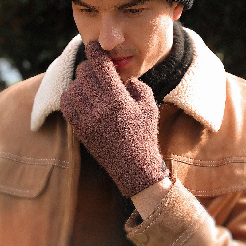 

Осенние и зимние вязаные перчатки для мужчин, спортивные перчатки на открытом воздухе, велоспорт, ветрозащитные бархатные перчатки для кемпинга XL