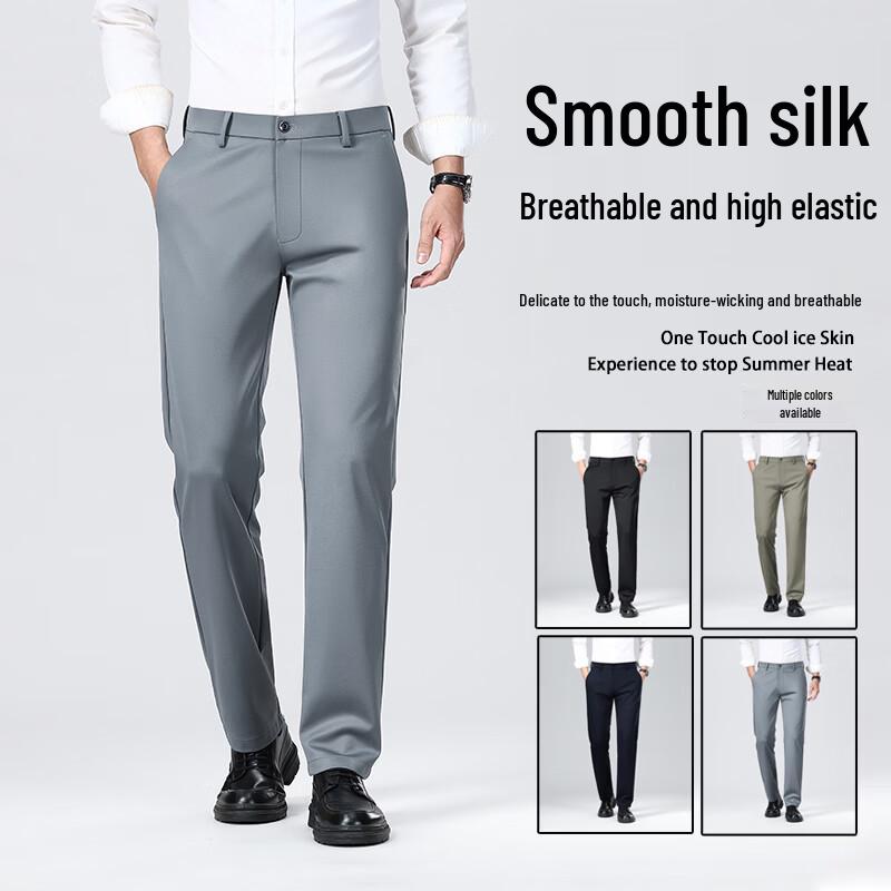 Men s Business Casual Straight-Leg Pants 36