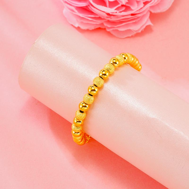 Simple Frosted Imitation 24K Gold Couple Bracelets: 3D Hard Gold with Long-Lasting Color Retention for Men and Women