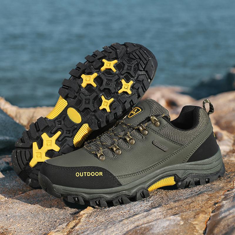 PU Leather Hiking Shoes Anti-collision Outdoor Sneakers Men's Waterproof Climbing Sports Shoes Anti-slip Camping Trekking Shoes