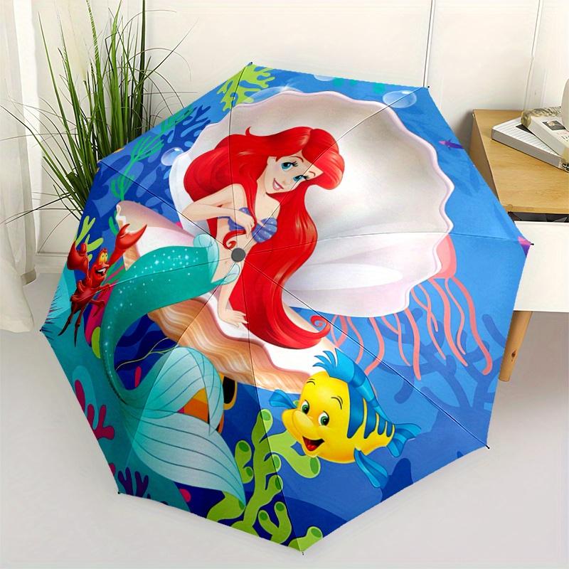 

1pc Flounder & Ariel Pattern Beautiful Looking Automatic Folding Umbrella, 3 Folding, 8 Pole Frame Design, Durable and Suitable for Travel a