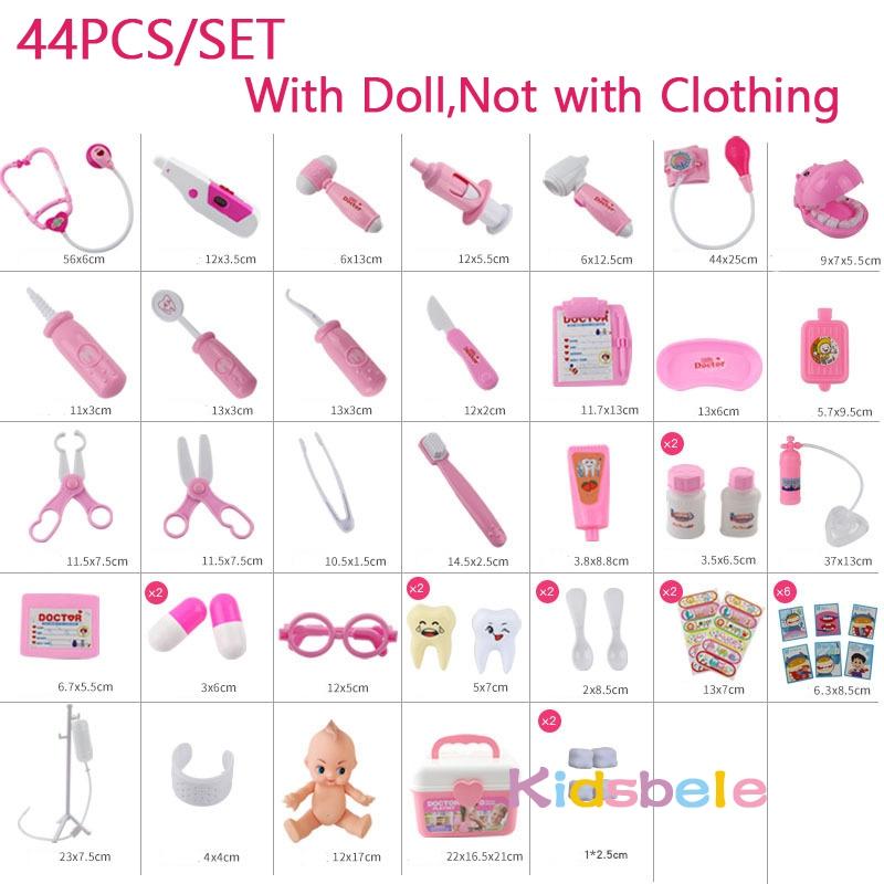 Zdravotní hračka Dětská Doktor Předstírání Role Hrací Kit 44ks Simulace Zubař Box Dívčí Vzdělávací hra Hračky pro děti Stetoskop