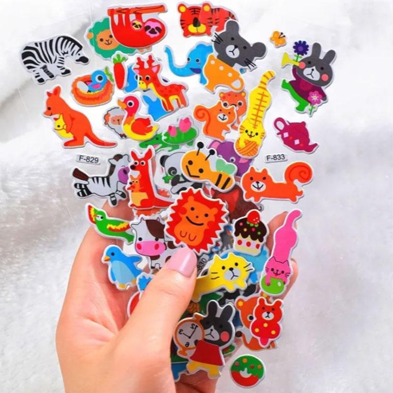 10 Sheets 3D Stickers for Kids Cartoon Animal Stickers kindergarten Reward Stickers for Studernt Toy Gift for Children Boy Girl