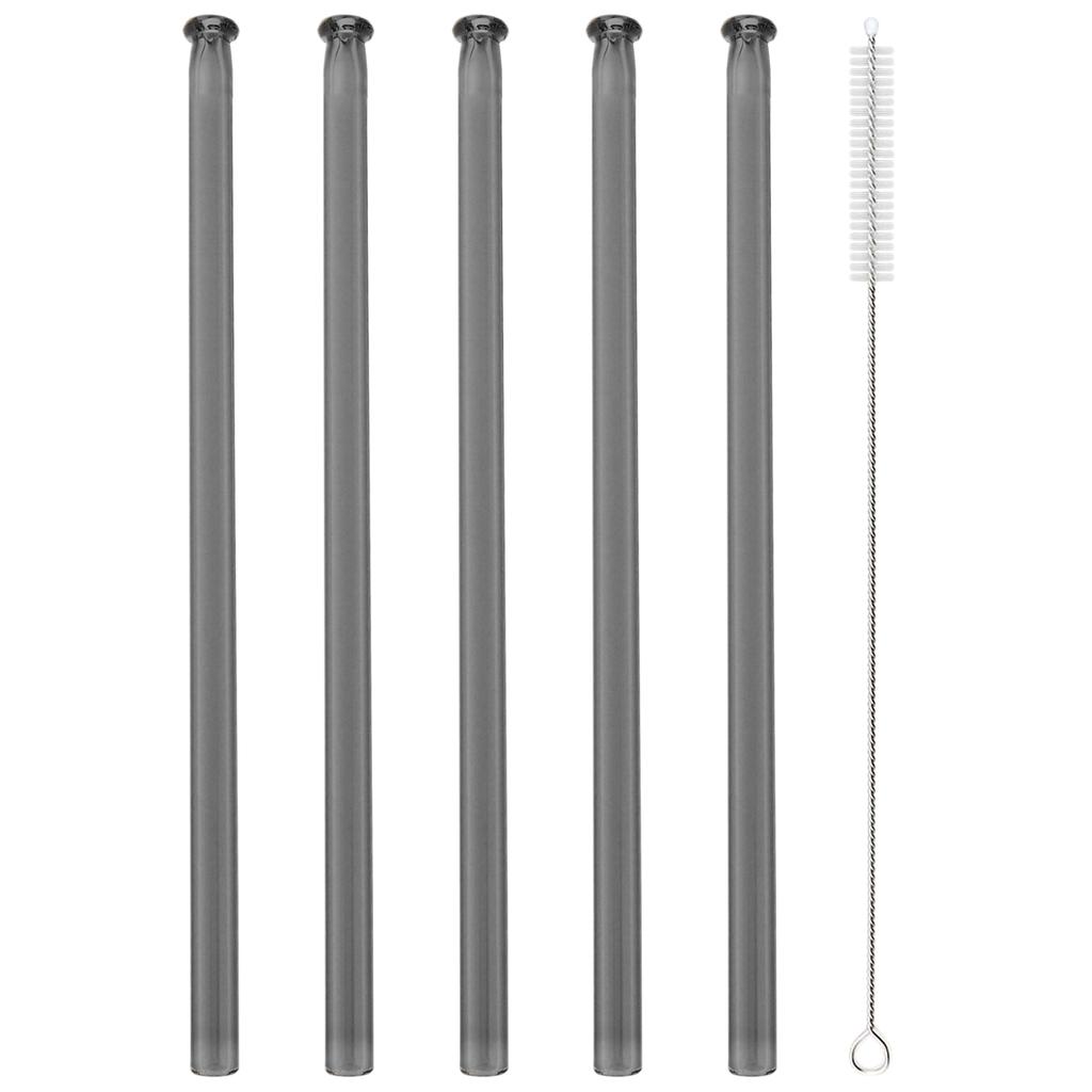 5pcs High Borosilicate Glass Straw Sets Colorful Straight Glass Straw Milk Tea Juice Cocktail Straw with Brush Bar Accessories