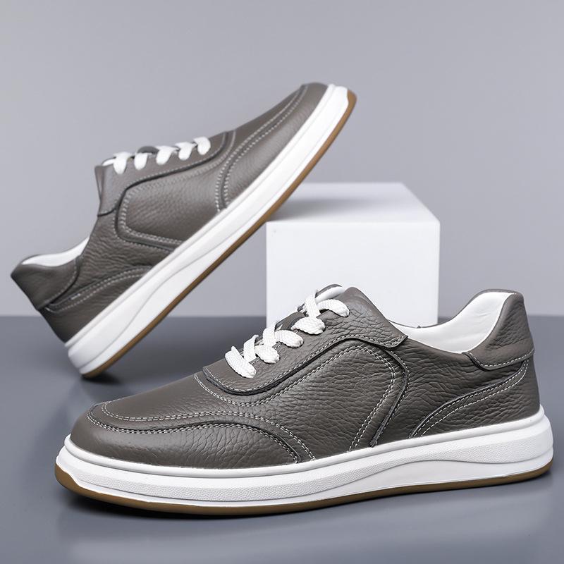 Cuir de vachette première couche 2025 automne nouvelles chaussures décontractées pour hommes cuir respirant chaussures blanches pour hommes chaussures tendance pour hommes chaussures