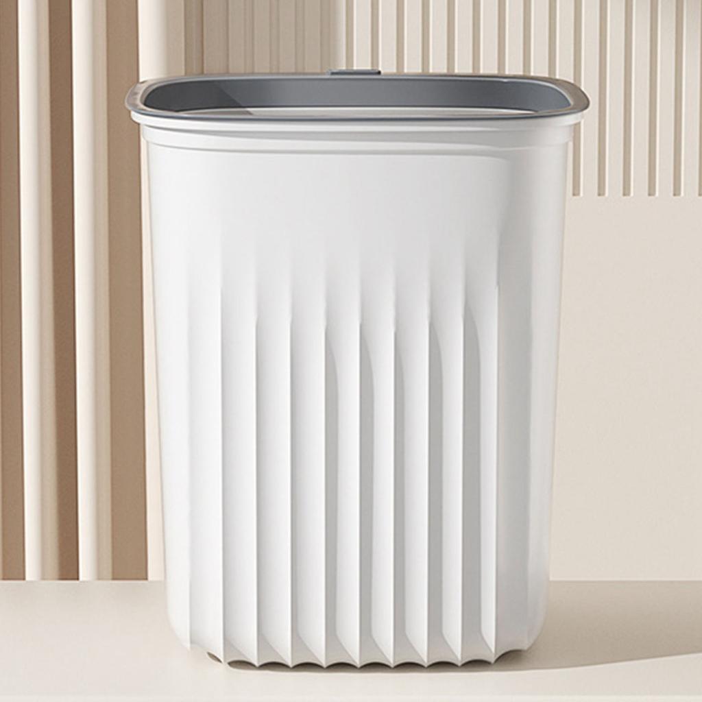 Trash Container Multifunctional Plastic Sqare Shape Garbage Can for Kitchen Toilet White Large Size