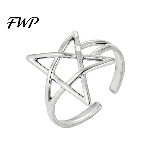 Hollow Star Shape Finger Ring Thumb Adjustable Opening Design Titanium Steel Band Versatile Jewelry Gift