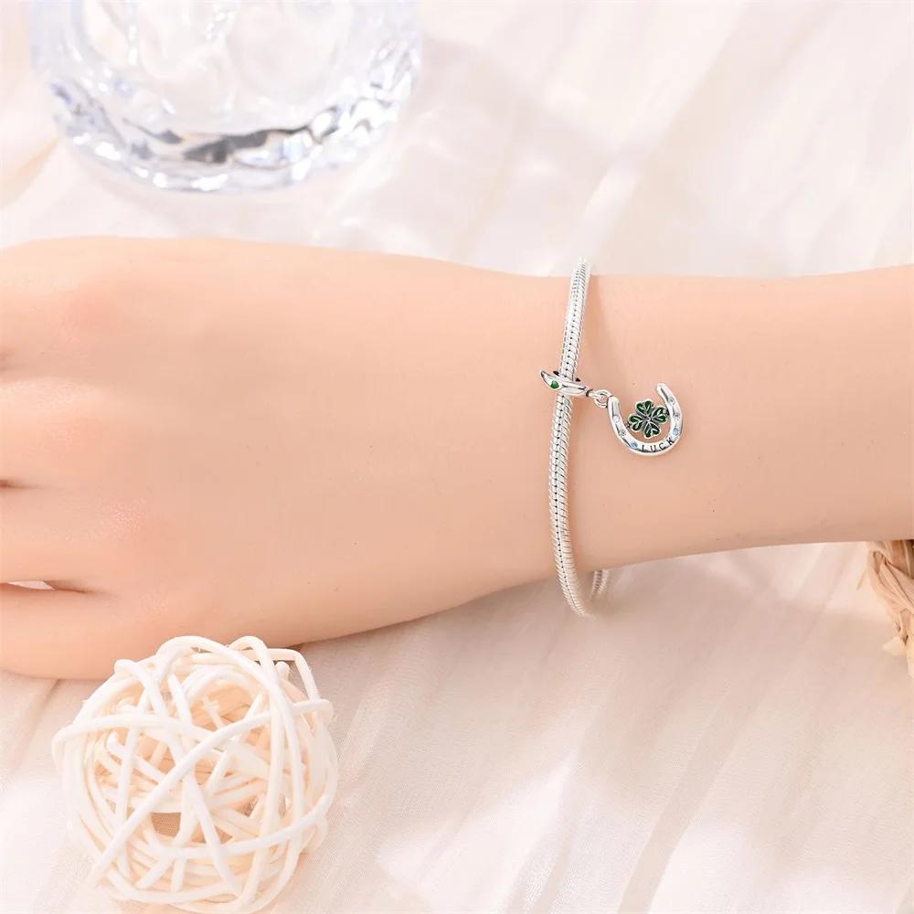 Decorative Charms Authentic Copper Plated Green Horseshoe Pendant Beads Fit Bracelet DIY Craft Gift Women Delicate Fashion Jewelry Accessory