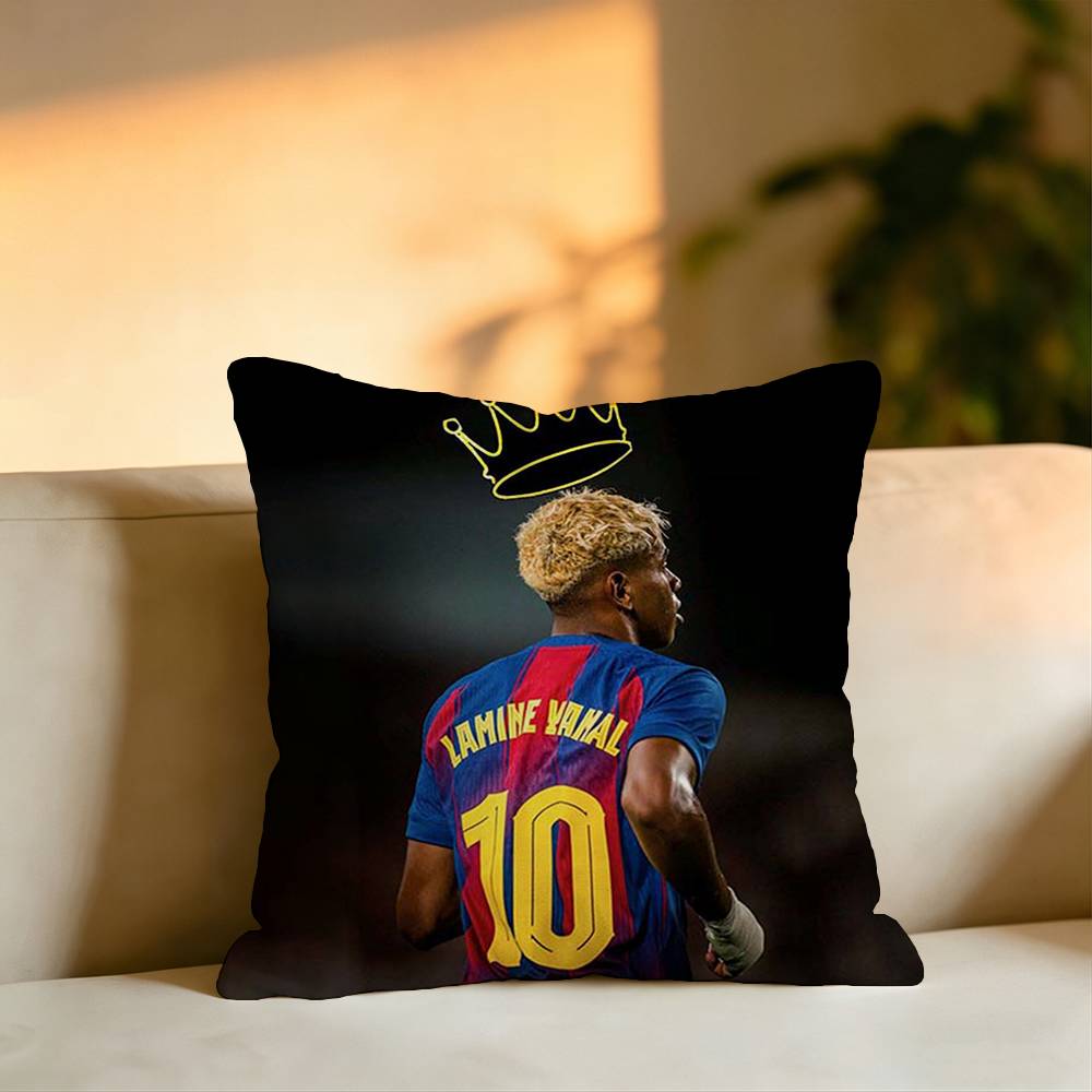Football Star Lamine Yamal Pillow Case Square DoubleSided Sofa Cushion Cover Bedroom Bedside Pillow