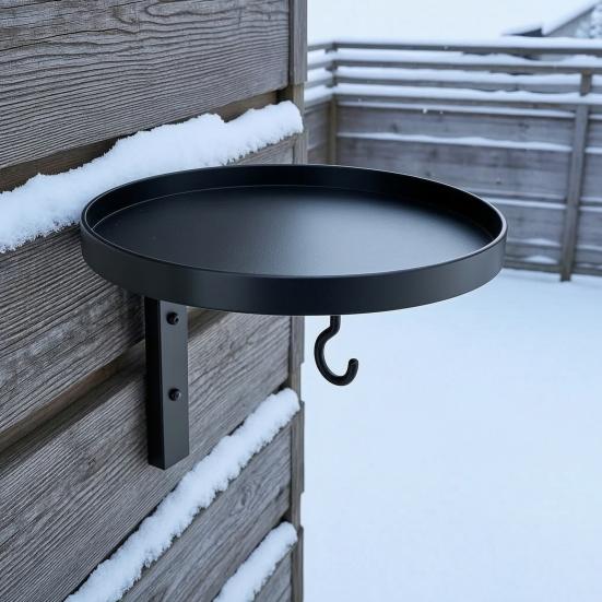 Wall Mounted Bird Bath, Outdoor Bird Bath Tray with Feeder Hook, Metal Bird Bath Tray for Garden Yard Wall Fence Bird Feeder Not Included