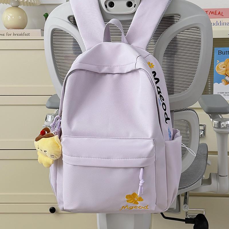 Schoolbag Korean version ins niche casual schoolbag junior high school college student campus versatile embroidered backpack lightweight travel