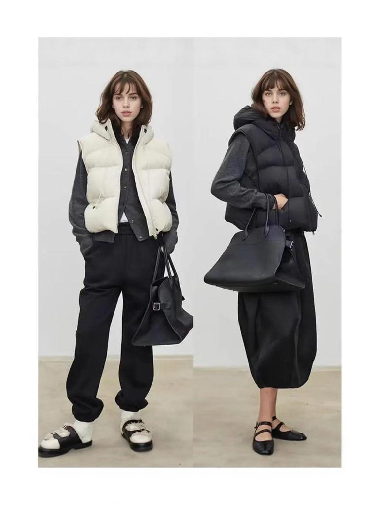 Winter 2025 Women's High-Quality Goose Down Hooded Puffer Vest - Fashionable and Thickened for Warmth