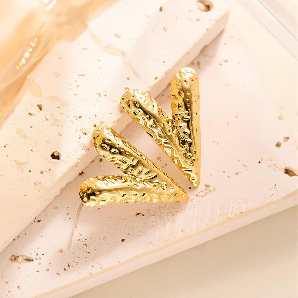 Geometric Irregular 18k Gold Titanium Steel Earrings for Women