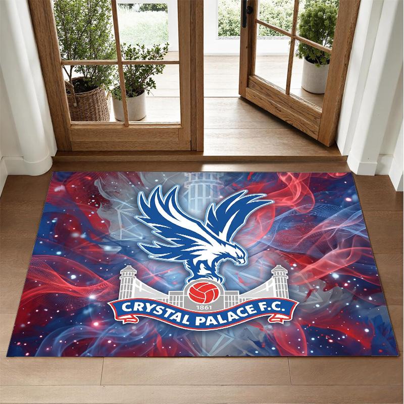 Crystal Palace Football Design Crystal Velvet Rug Soft Decorative Mat for Bedroom Entrance