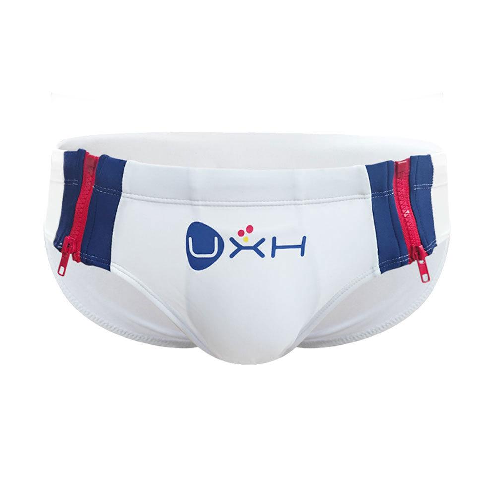 

Мужские купальные шорты с боковой молнией, быстросъемные плавки, треугольные купальники, модные лоскутные плавки XXL