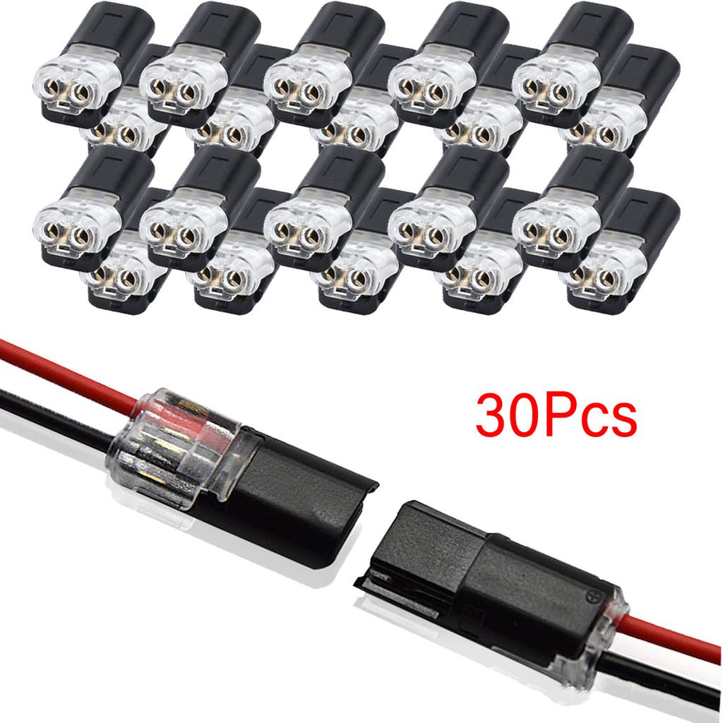 20/30/50pcs Double-Wire Plug-in Connector with Locking Buckle Pluggable LED Wire Connector 2 Pin 2 Way Universal Compact Wire