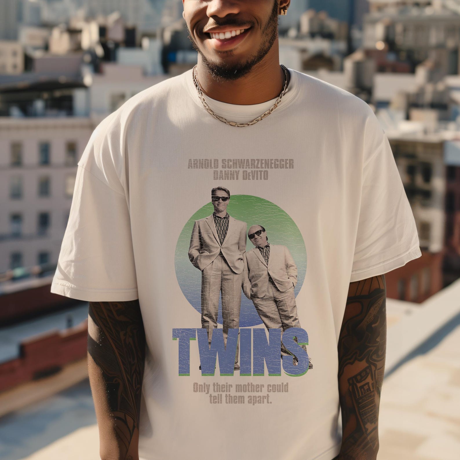 Twins TShirt, 80s Comedy Retro Movie Tee, Funny distressed Arnold & DeVito Fans Graphic Shirt S